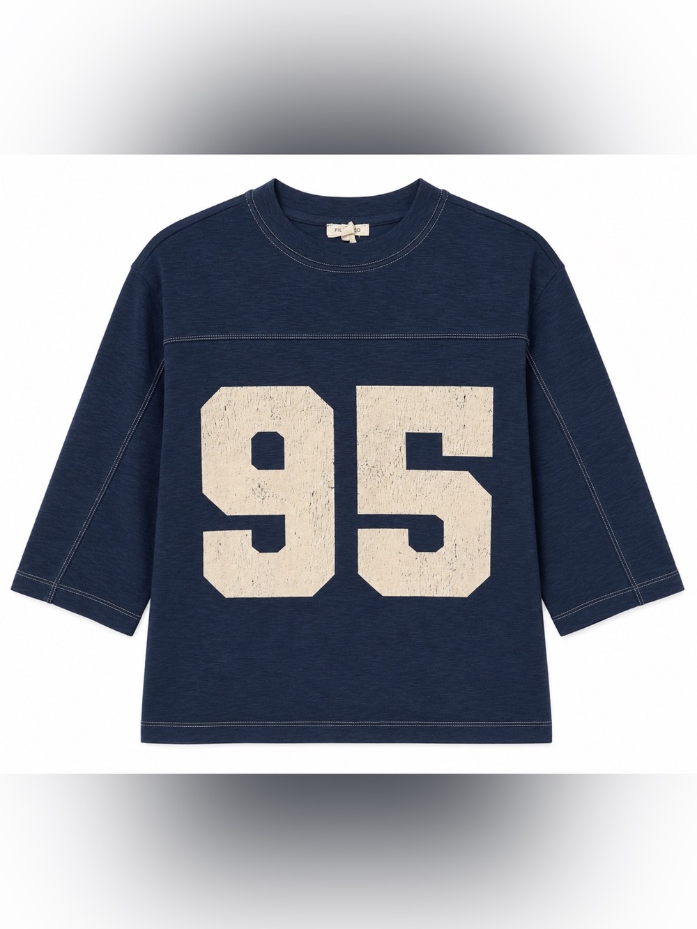Pilcro Navy Blue Varsity Tee with White '95' Graphic - Picture 3 of 7